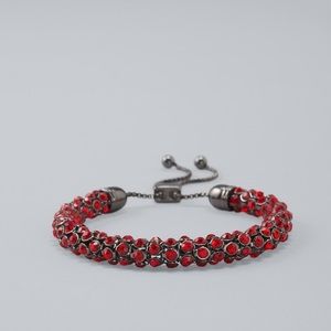 WHBM Hematite Red Crystal Friendship Bracelet